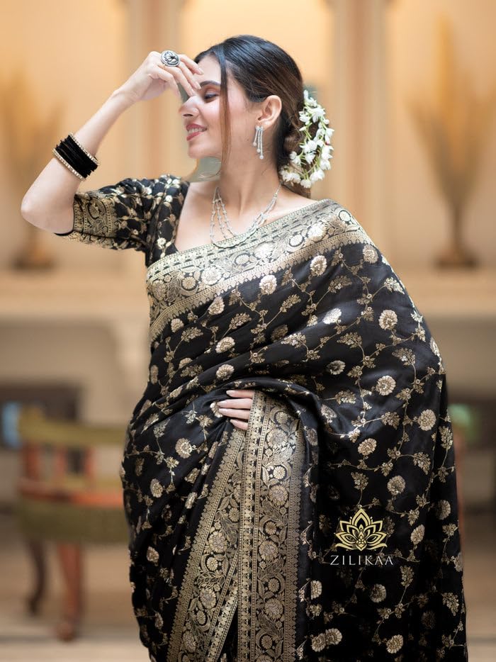 Image of C J Enterprise Women's Pure Kanjivaram Soft Silk Saree Banarasi Style Sarees For Wedding With Blouse Piece (Pari-165)