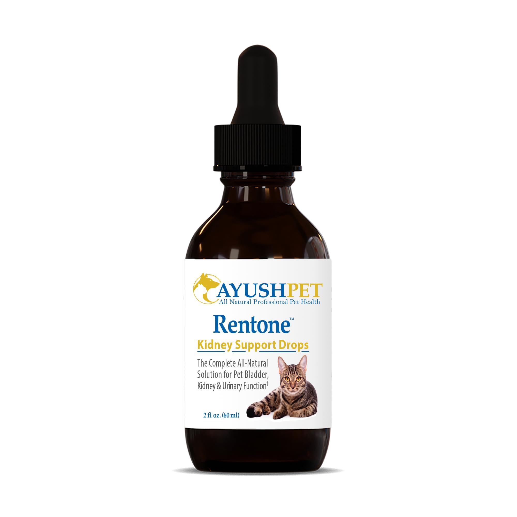 Ayush Pet Rentone - Kidney Support for Dogs & Cats, Liquid Drops for Urinary & Kidney Health, Urinary Health Supplement for Small or Large Pets, Natural Care - 2 fl oz