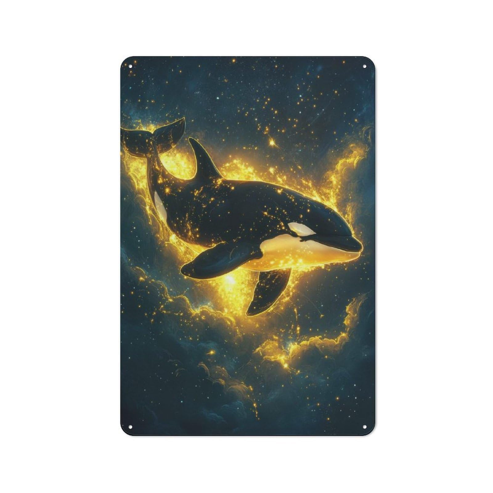 Junmoney Orca In Space Vintage Metal Sign 30X20cm For Dining Room Or Kitchen, Suited To Home Decor Collectors