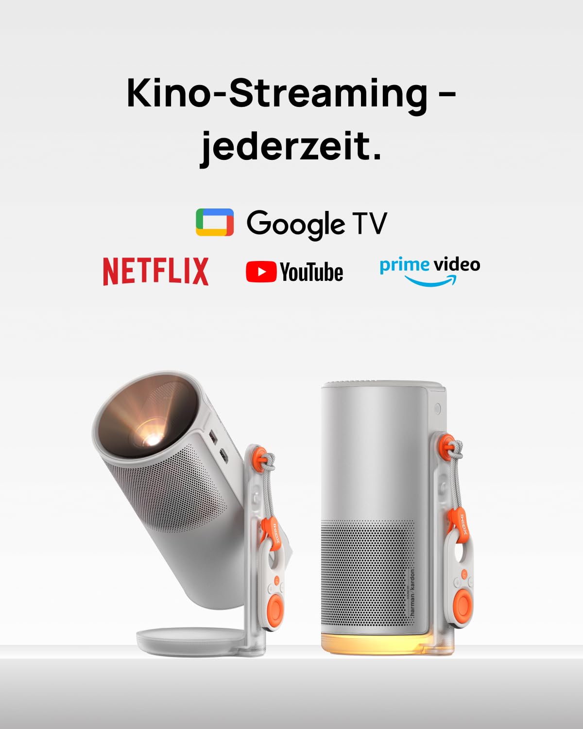 XGIMI MoGo 4 Tragbarer Smart Beamer mit Akku, 360° Ständer, 450 ISO-Lumen | Google TV & Netflix, 12W Harman Kardon Sound, 2,5h Laufzeit (bis 5h mit PowerBase), ISA Auto-Setup, inkl. magnetischem Filter