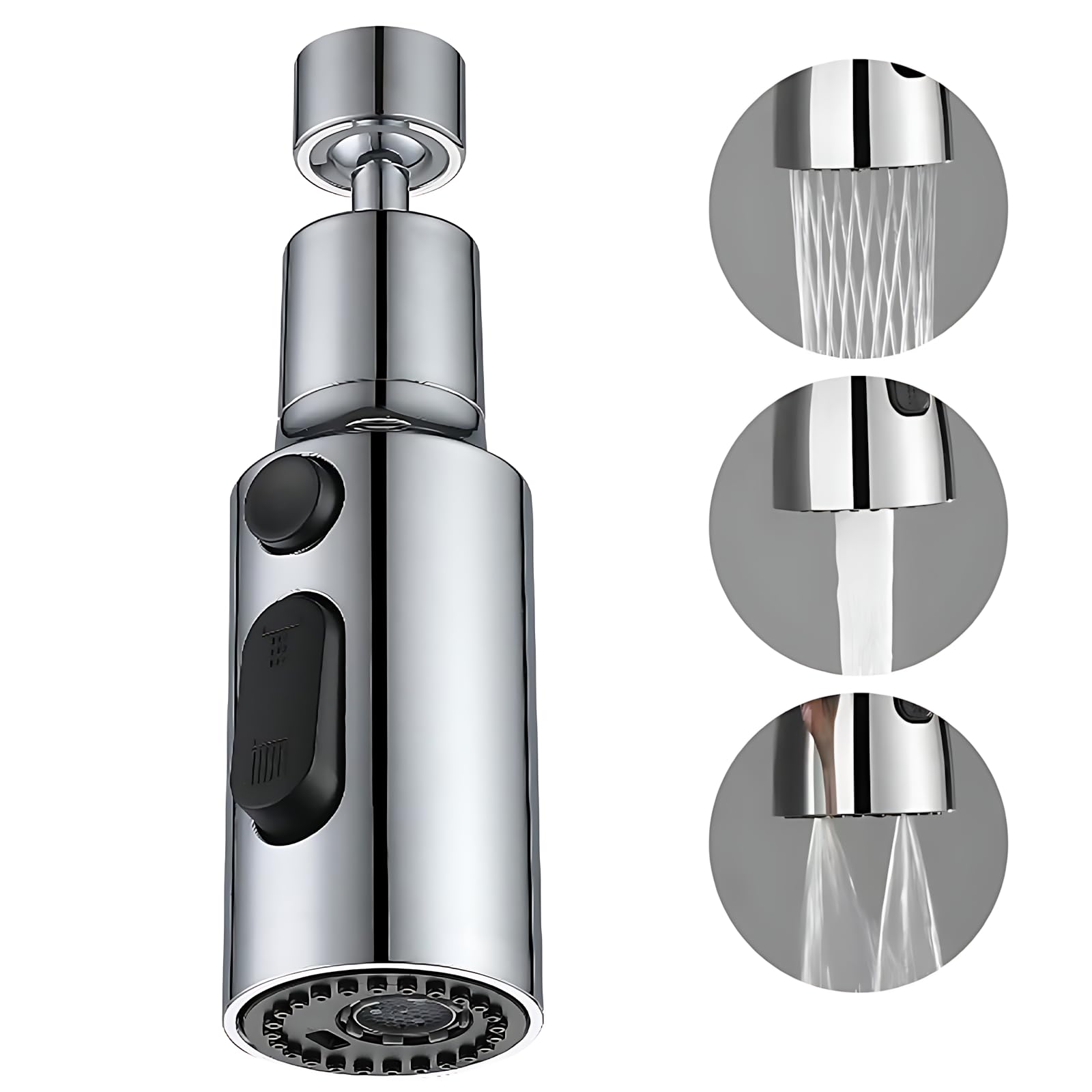 Ninnyi 360° Swivel Kitchen Tap Spray Head, Faucet Extender with 3 Modes, Sprayer Nozzle Extension Attachment for Sink