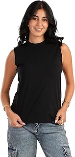 تيشرت حديث بدون أكمام سادة للنساء من كارينا