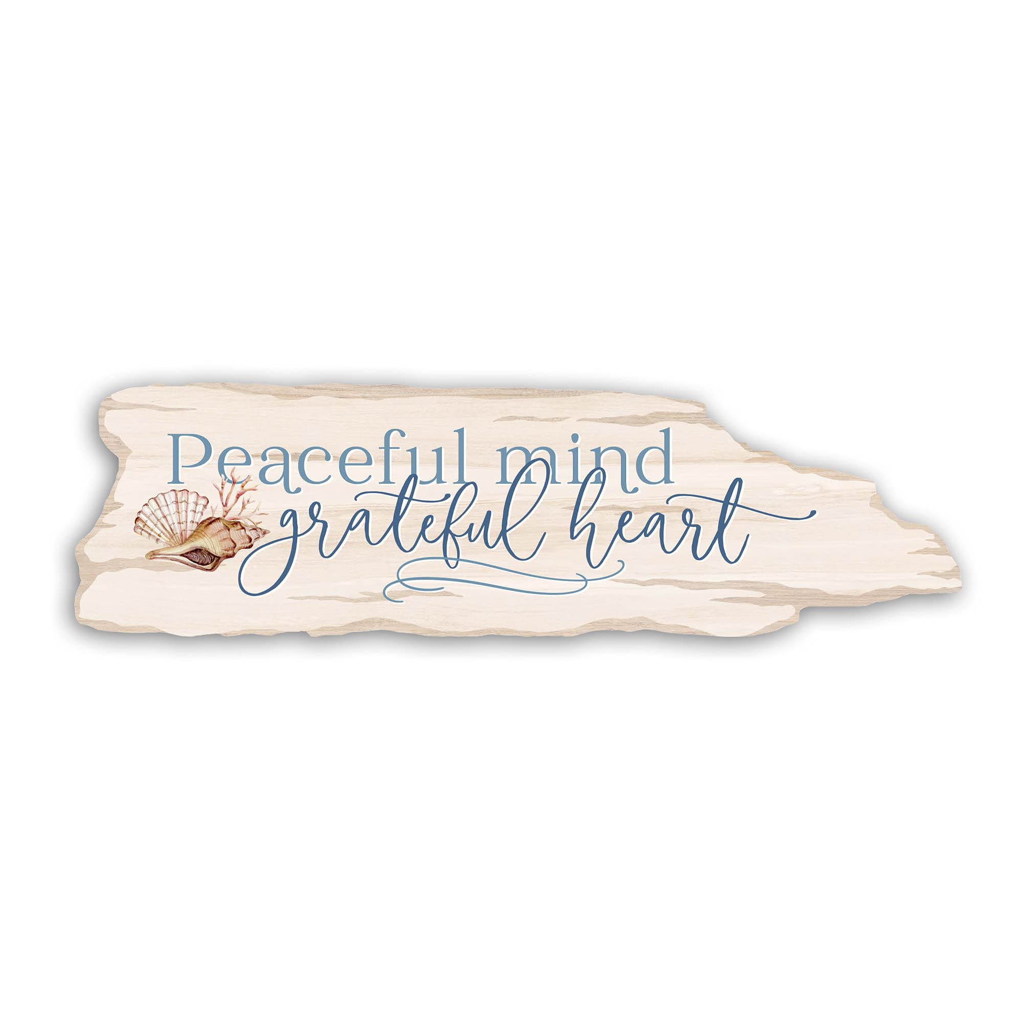 P. Graham Dunn Peaceful Mind Grateful Nautical White 23.5 x 6.75 MDF Wood Driftwood Wall Sign