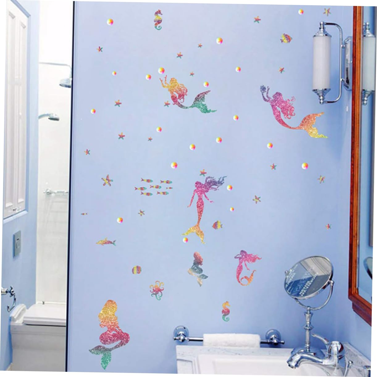 jojofuny 6pezzi Adesivi Murali Sirena Cartoon Per Decorazioni Cameretta Adesivi Murali Per Bambine Stile Sottomarino Facili Da Applicare Su Superfici Lisce e Pulite Design Alla Moda e Chic