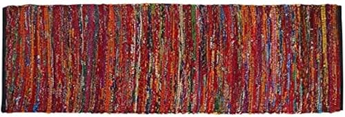 Miniatura 28 de Alfombra de trapo 100% algodón de 2 x 3 pies, lavable multicolor, alfombra Chindi tejida a mano y reversible para sala de estar, cocina, entrada