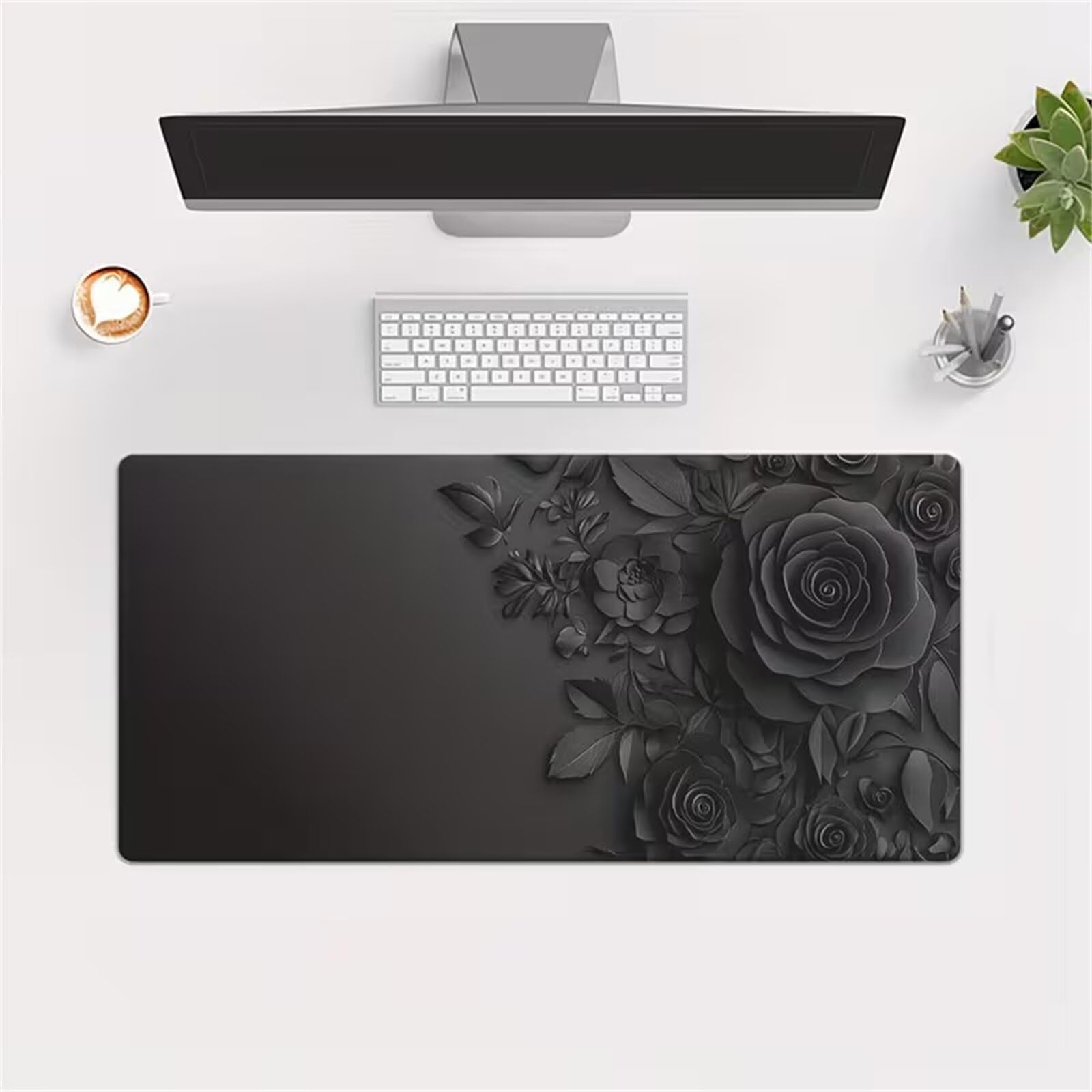 Tappetino Mouse Rose Nere,800x400x3mm tappetino mouse XXL Gaming,con Base Antiscivolo,lavabile Sottomano Grande Dimensione – Migliora la Precisione e la Velocità
