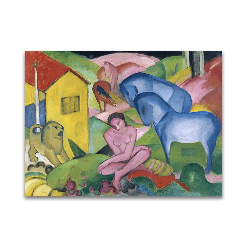 LZ6J8C9 Franz Marc《The Dream》 Famous Canvas Painting Reproductions.(50x70cm(19.7x27.5in)/Frameless)