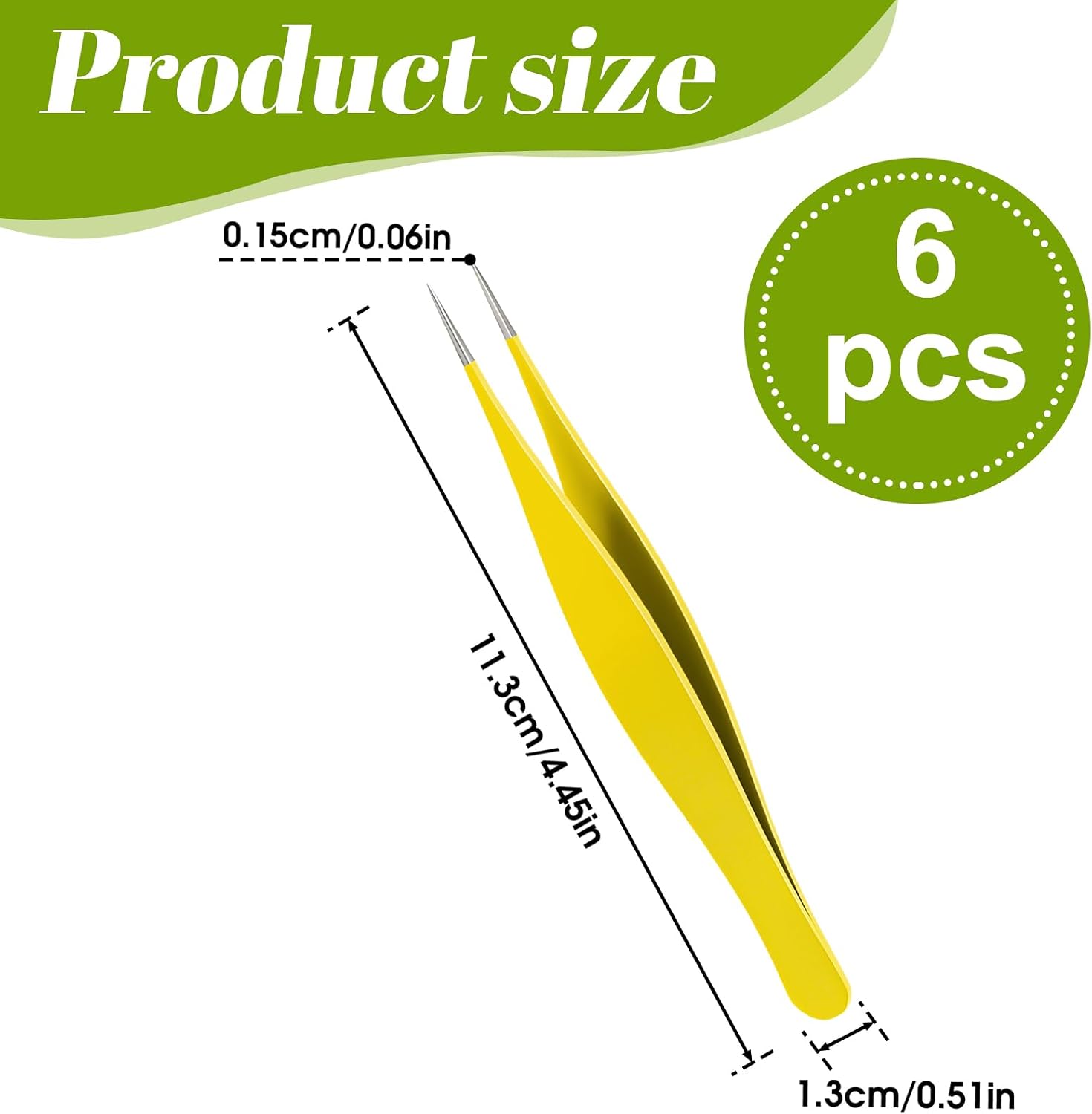 6 PCS Needle Nose Tweezers Fine Point Tip Tweezers for Ingrown Hair Remover Stainless Steel Precision Sharp Blackhead and Splinter Removal Tweezer for Facial Hair and Eyebrow
