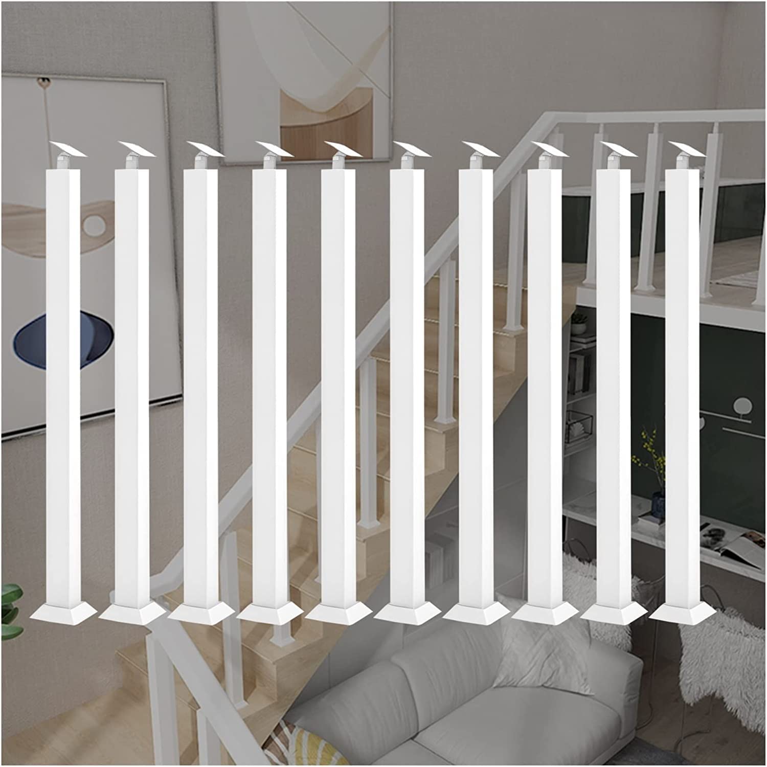 YUYI Balaustradas Balaustre Barandilla Blanca Barandilla metálica Cuadrada para Cubiertas/escalones/Jardines/Exteriores, Conector Ajustable para pasamanos cuadradas Adecuado para Interiores y exterio