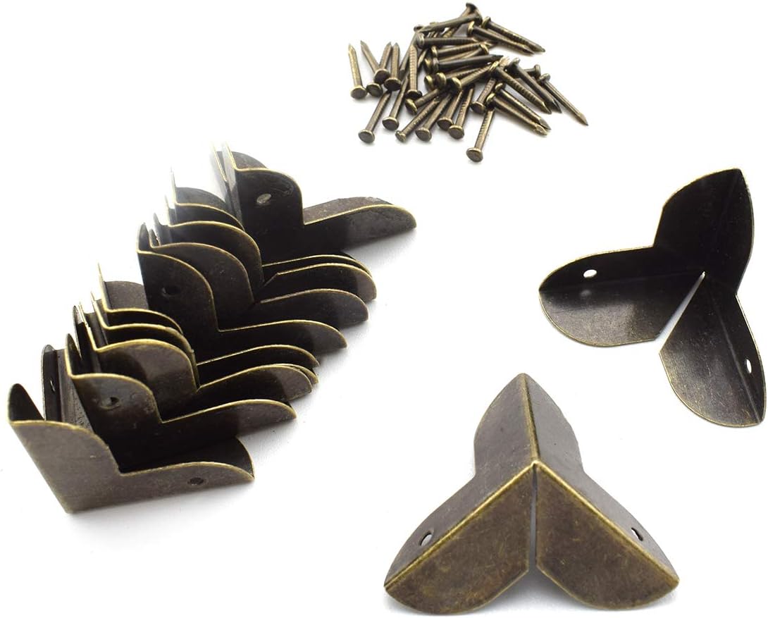 SDTC Tech 12-Pack Mini Jewelry Box Corner Protectors Metal Edge Guard Cover - Bronze