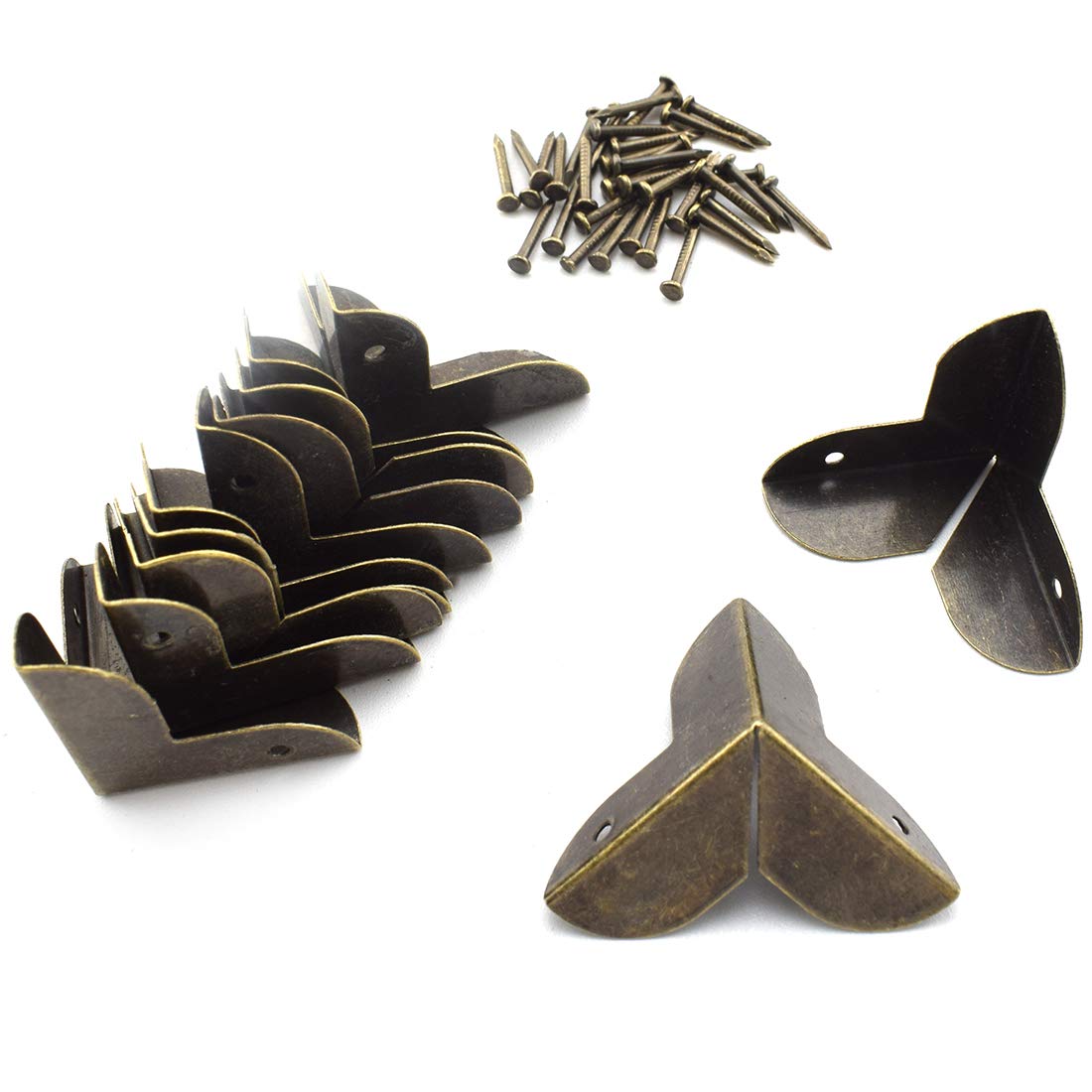 SDTC Tech 12-Pack Mini Jewelry Box Corner Protectors Metal Edge Guard Cover - Bronze