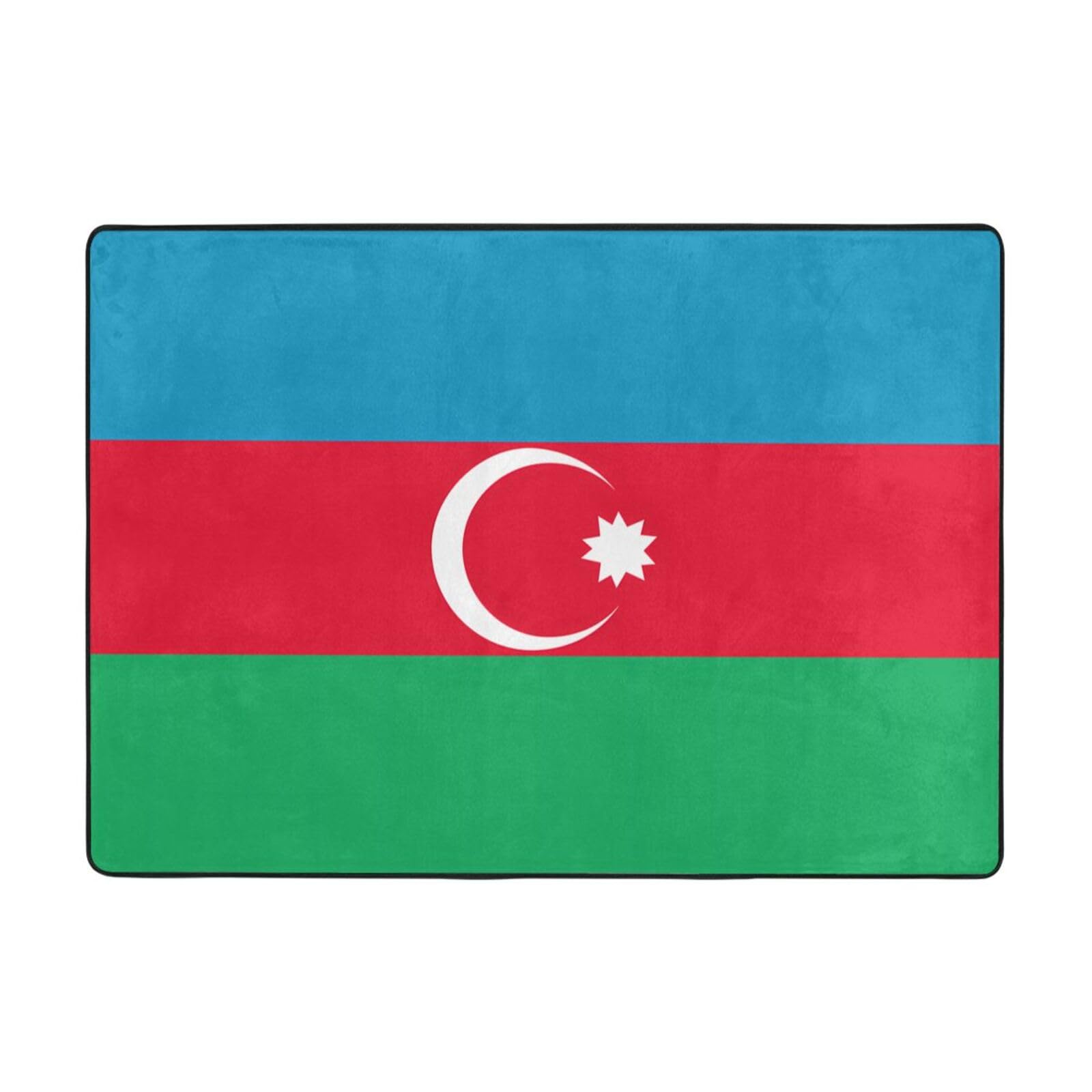 Tapis drapeau Azerbaïdjan doux et moelleux pour salon et bureau - 203x147 cm