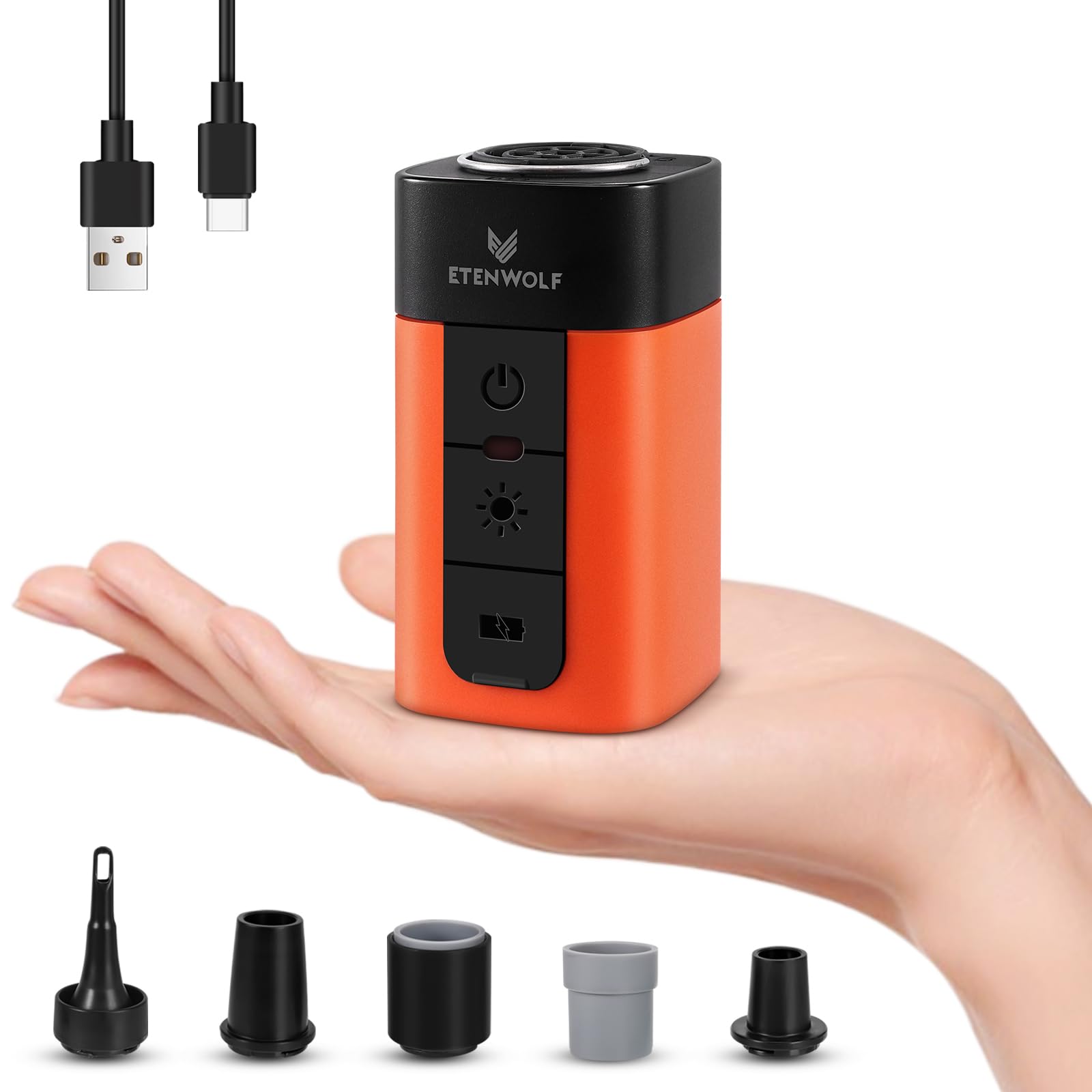 ETENWOLF AIR 2 PRO Air Pump for Inflatables with 3200 mAh Battery, 2X Faster Inflation & Deflation, 4.5 kPa Mini Electric Air Pump for Air Mattresses, Pool Floats, Vacuum Storage Bags