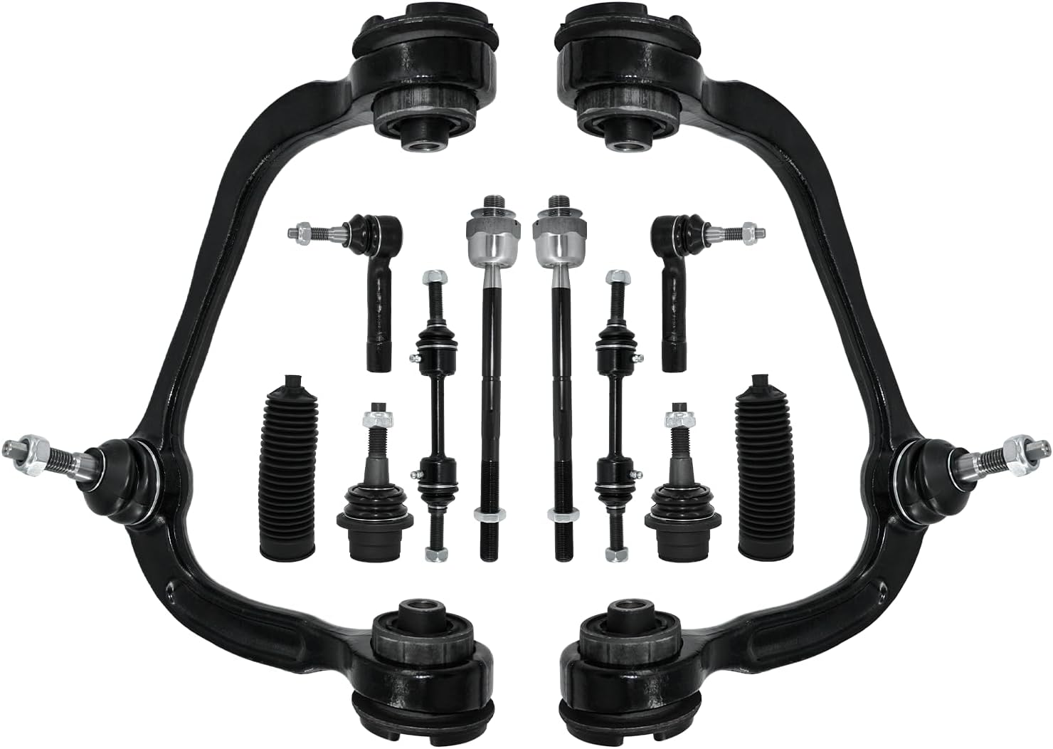 Control Arm, Replacement for Front Upper Control Arm with Ball Joint Sway Bar Tie Rod Boot Suspension Kit Compatible With 2009-2014 F-150 4WD - 12 Pcs