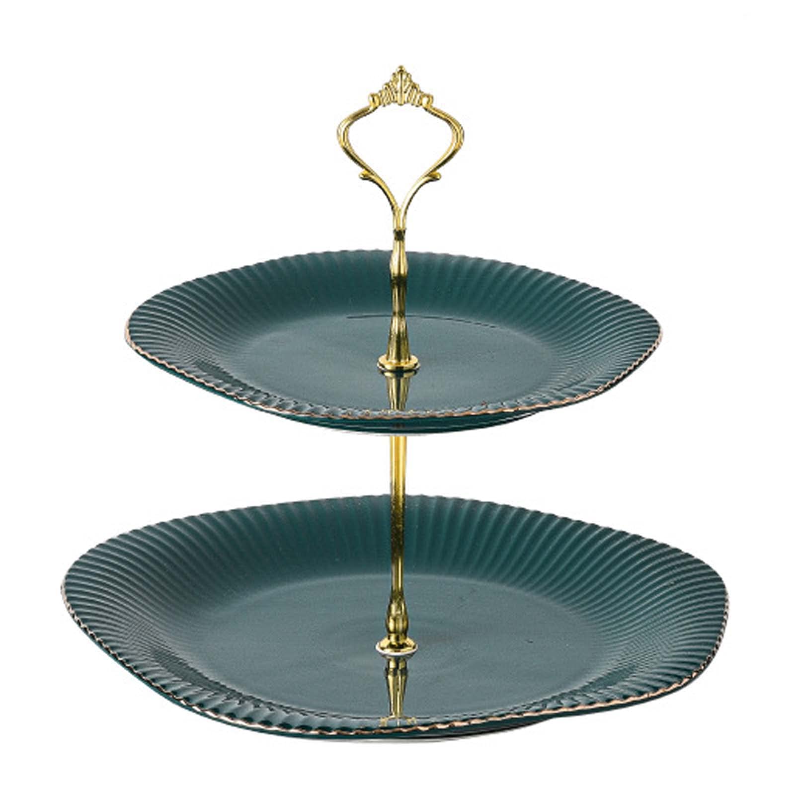 Alzate per Torte in Ceramica a 3 Livelli, Supporto per Torta da Dessert a Torre, espositore Rotondo per Decorazioni per Feste di Compleanno, Matrimoni e tè pomeridiano.