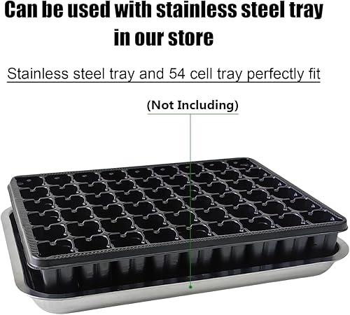 Miniatura 6 de Bandejas de inicio de semillas de 54 celdas, bandeja plana de enchufe profundo de 2.8 pulgadas, bandeja de germinación de 10 agujeros grandes,