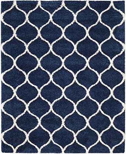 Image of Shaggy Floor Carpets for Living Room, Elegant Bed Side Runner, Modern Carpets for Bedroom, Guest Room Carpet,Sofa Area Wedding Carpet,(9x12 Feet, Blue Ivory)