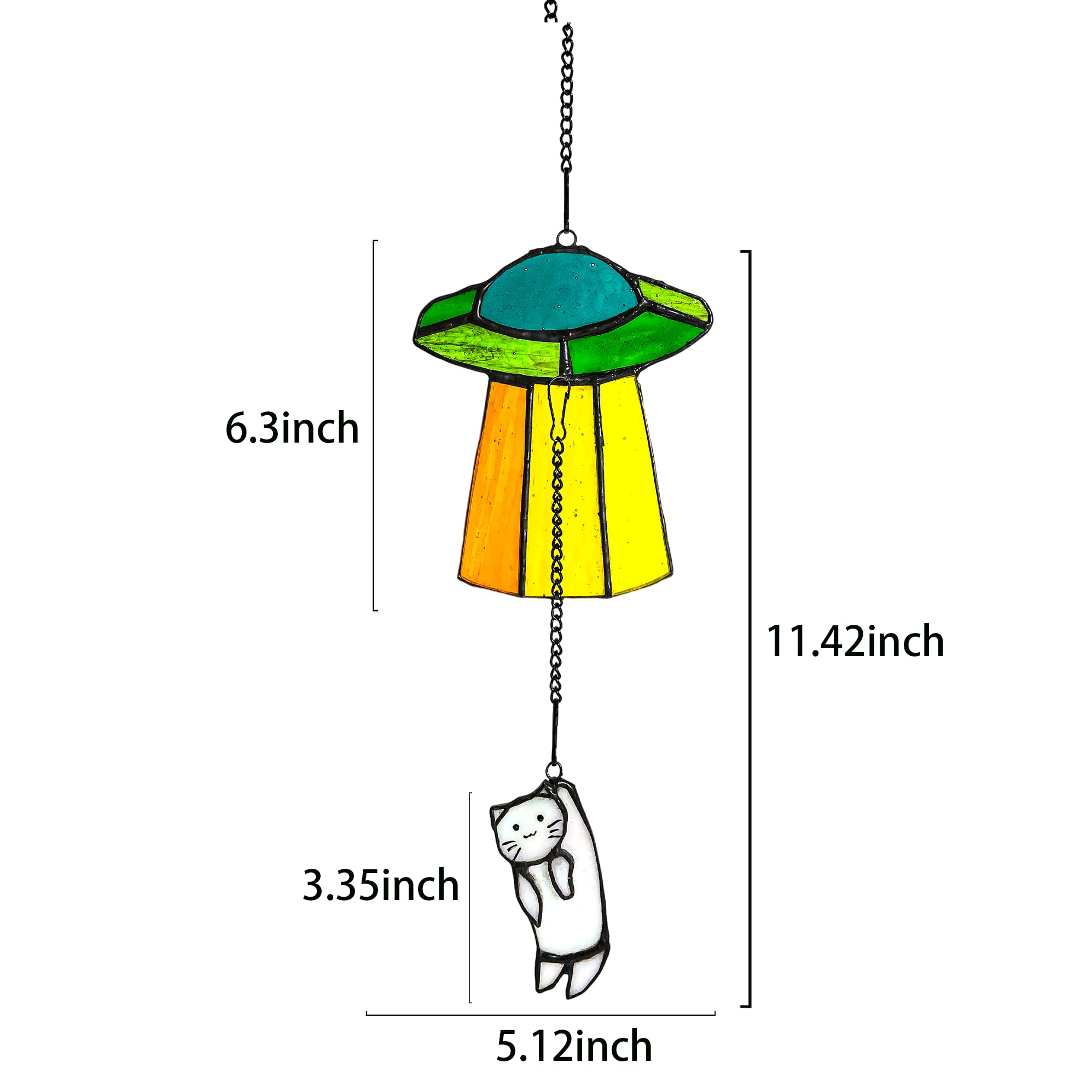 Cat Sun Catcher Suncatchers 11.42inches Space Travelling with UFO Orange  Cat Stained Glass Window Hanging Alien Decor Gift Memorial Wall Decor for  Room (Color 2) : Amazon.sg