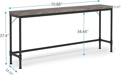 Miniatura 2 de Tribesigns Mesa consola extra larga de 70.9 pulgadas, mesa de sofá larga estrecha detrás del sofá, mesa de entrada gris rústica para pasillo, mesa