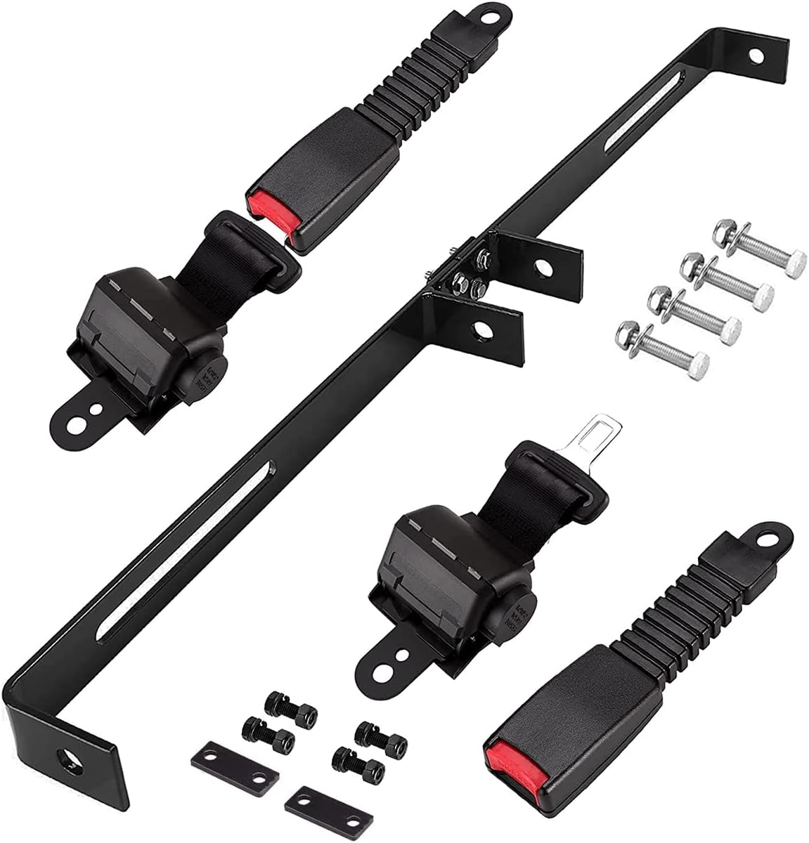 Dr.Acces Universal 2 Passenger Retractable Seat Belts and Bracket Kit for Club Car,EZGO Yamaha etc. Golf Cart