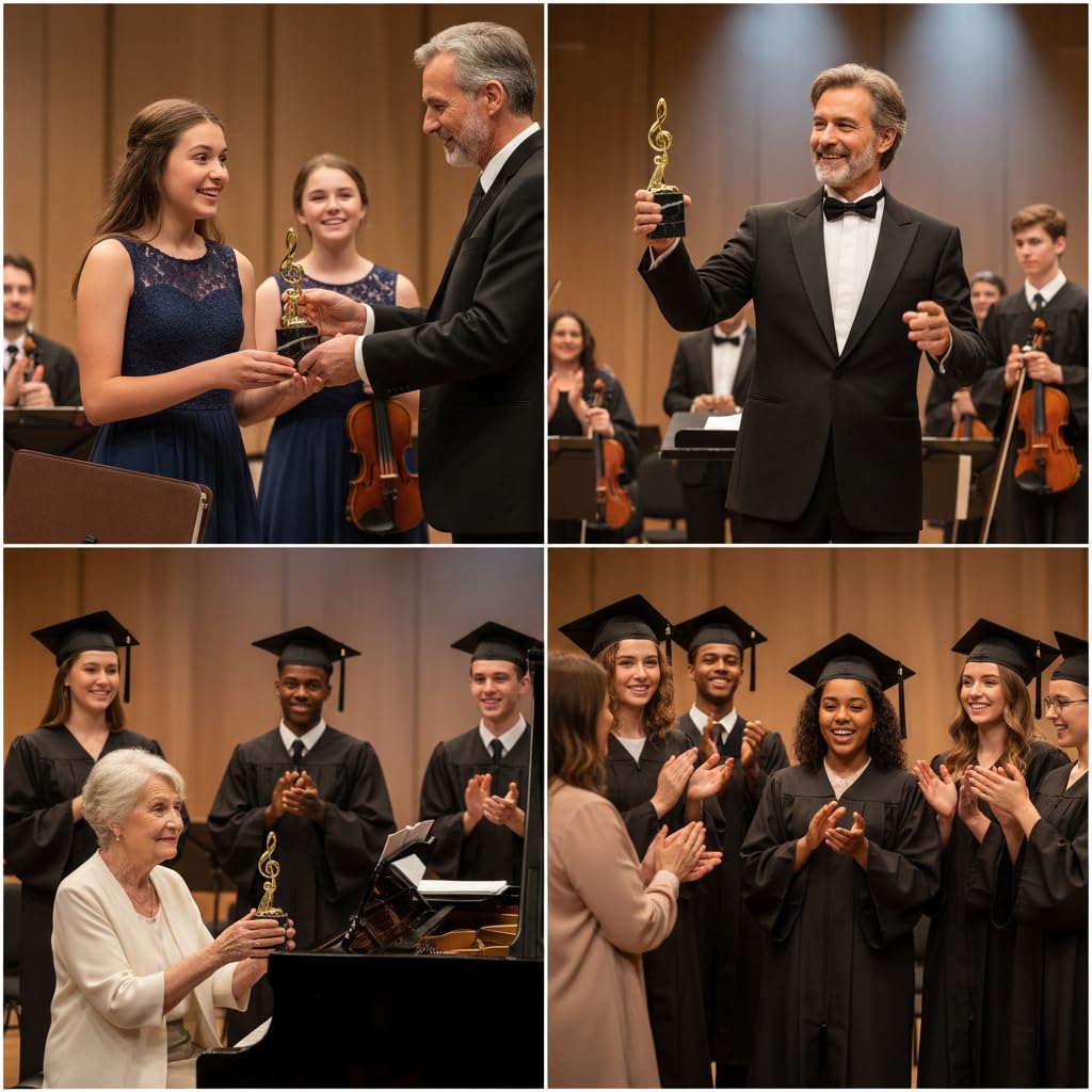 Trofeo Nota Musica in ABS – Premio Musica Elegante per Eventi, Concorsi, Scuole, Bande e Cantanti – Coppa Musicale con Base Personalizzabile – Idea Regalo Musicisti (Altezza 19cm)
