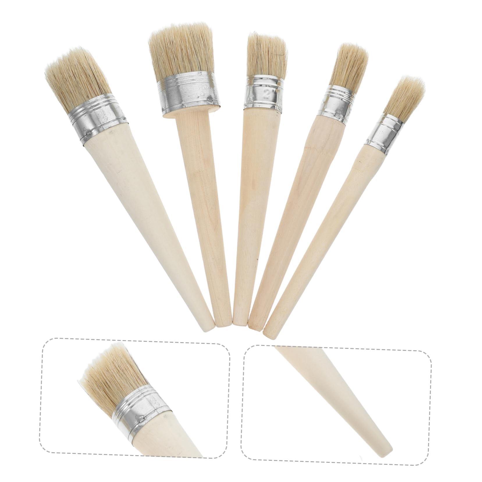 Hemobllo Set di 5 Pennelli Rotondi per Pittura Manico in Legno e Setole, per Progetti DIY e Finiture su Mobili