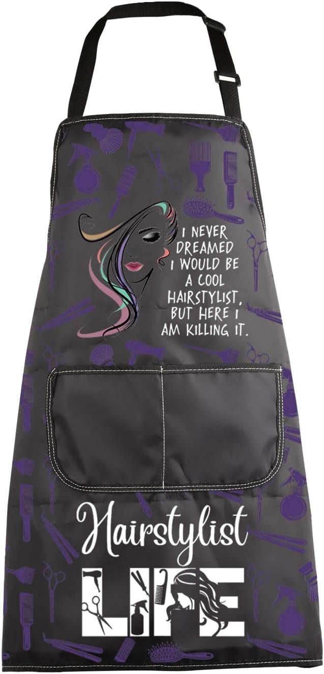 MBMSO Hairdresser Aprons Stylish Apron for Hairstylists Gift I Never Dreamed I would be a Cool Hairstylist Apron Salon Barber