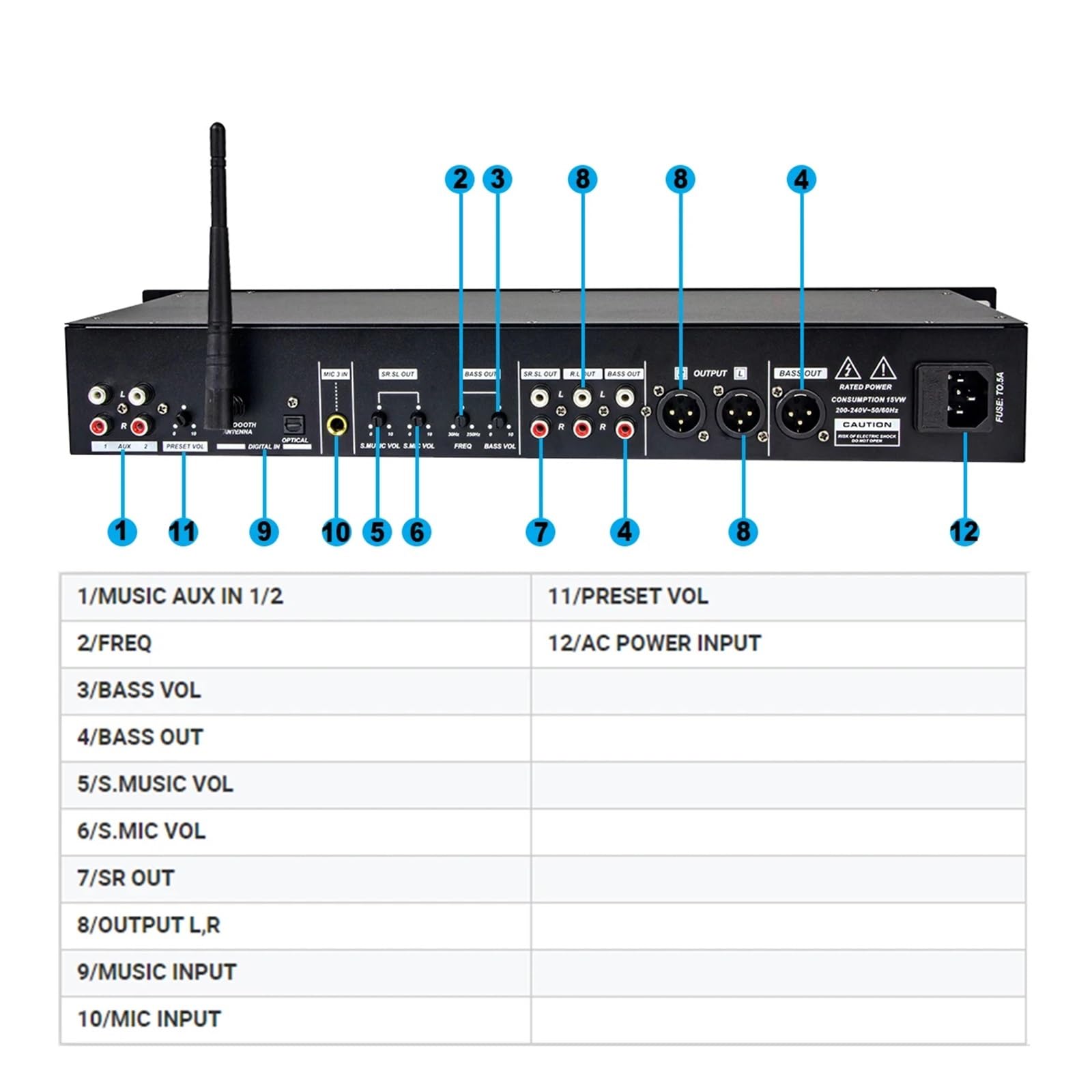 GAX-LD1500 Pantalla Profesional Ecualizador De Efectos Digitales Sistema De Karaoke Procesador De Audio Efector De Sonido De Escenario
