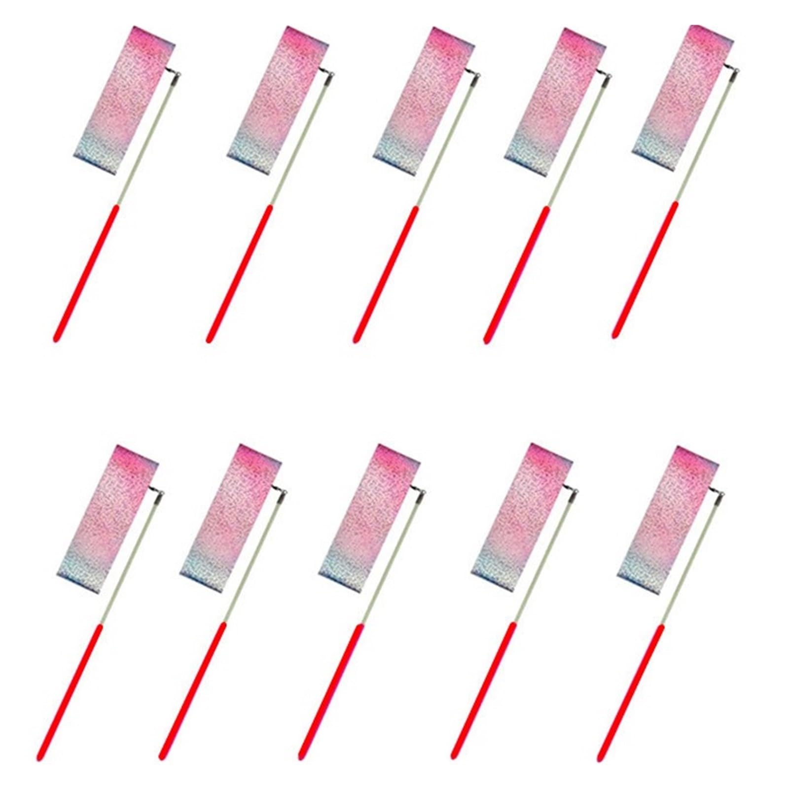 Tęczowe wstążki taneczne, Wstążka gimnastyczna z kijem wielokolorowa 2M 4M opakowanie 10 szt(Red Handle,4M)