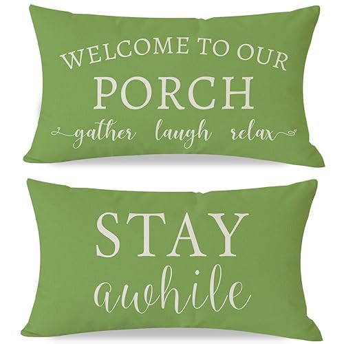 PANDICORN Welcome to Our Porch Stay Awhile Outdoor Lumbar Decorative