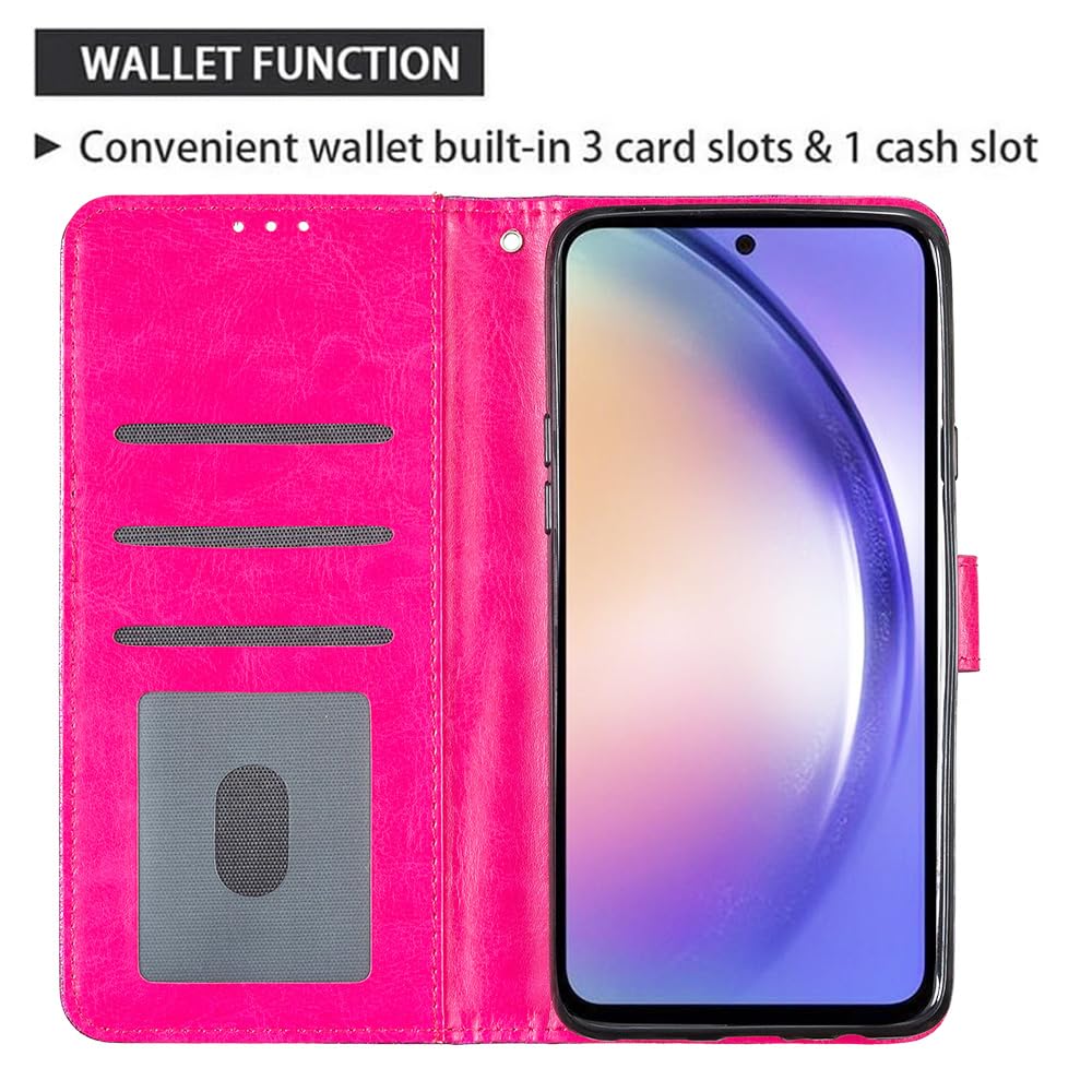 EuoDuo Compatibile con Xiaomi Redmi Note 12 5G Cover Libro Glitter Custodia Portafoglio Brillantini Magnetica Antiurto con Slot per Schede Donna Ragazza Accessori di Cellulari - Fucsia
