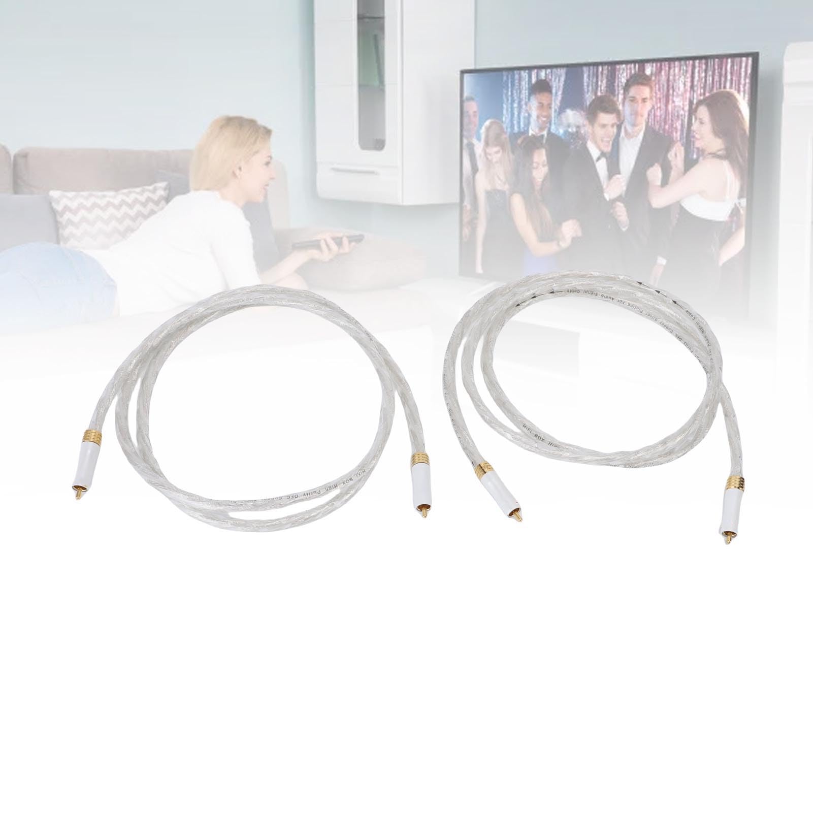 Cuifati Cavo Confezione da 2 Cavi Stereo Maschio-maschio 4,9 Piedi Placcato Oro Doppia Schermatura Rame per Home Theater Altoparlanti HDTV Amplificatore Giradischi Plug and Play