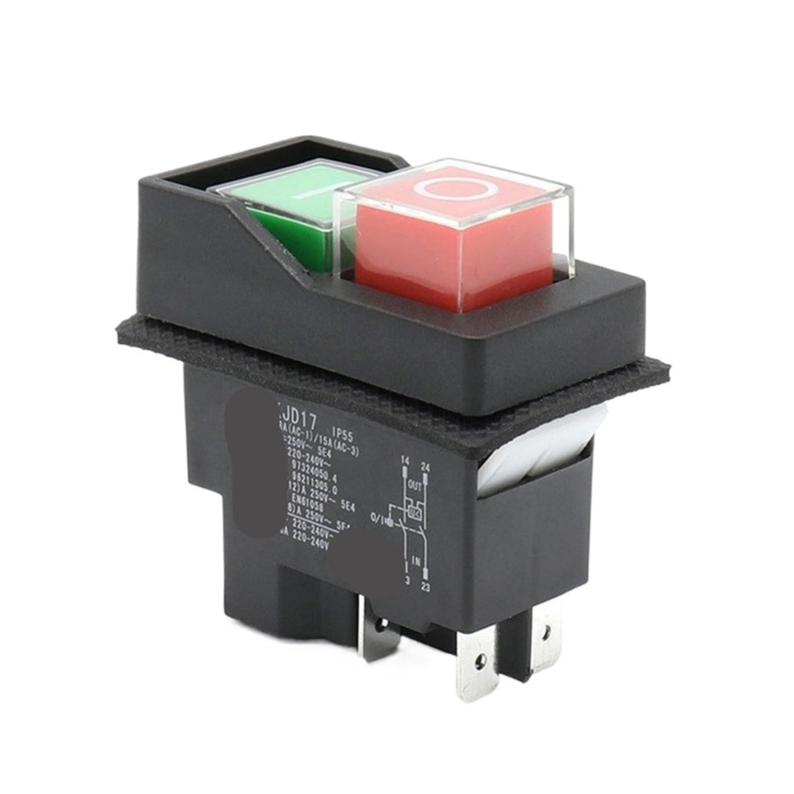 KJD17 - Interruptores de botón de arranque electromagnético for herramientas de jardinería, interruptor de seguridad for máquinas herramienta, 16 A, CA 250 V(5 Pins)