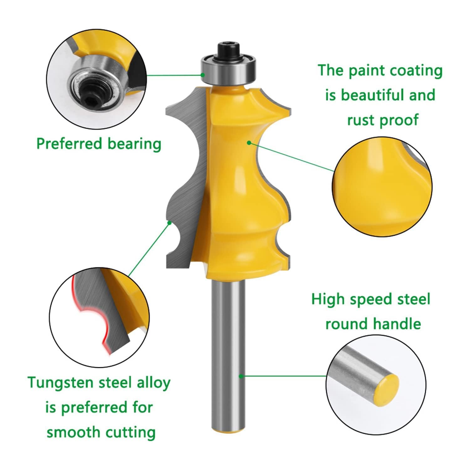 Fresa Per Legno Con Gambo 8mm | Punta Sagomata In Carburo Per Tondo E Battuta, Per Router