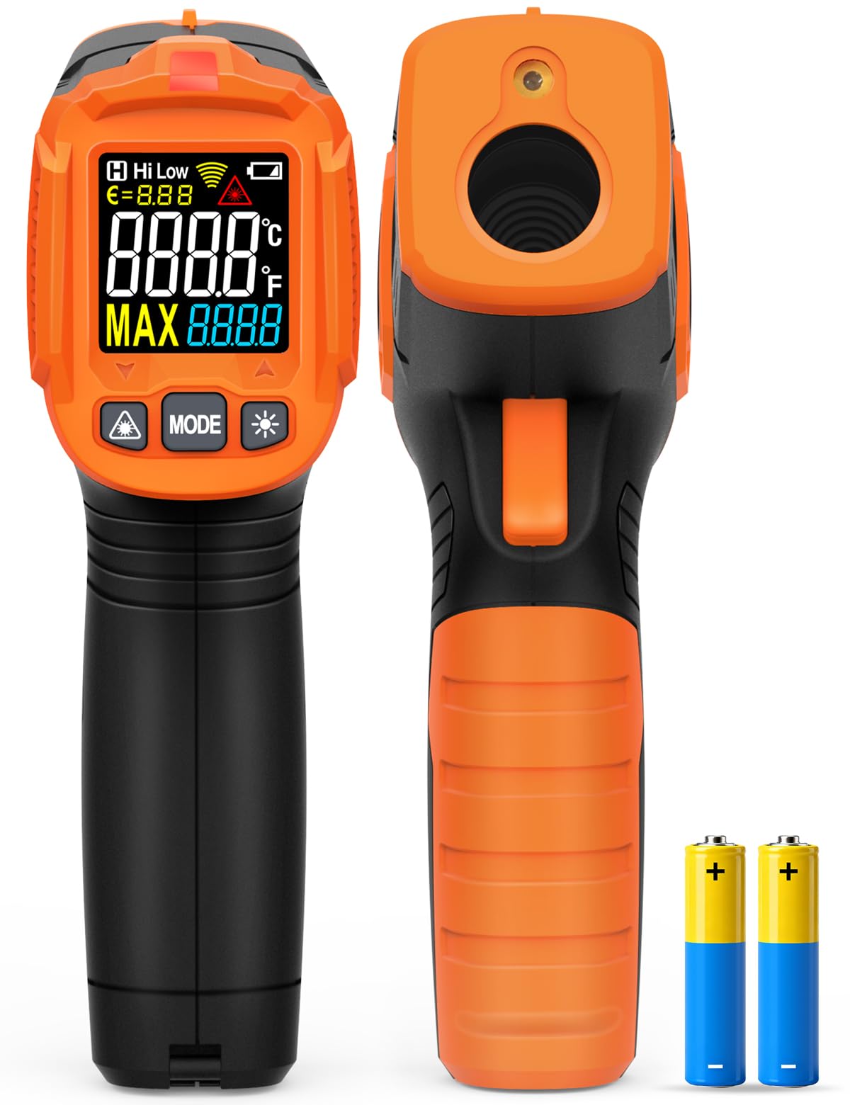 Thermomètre Infrarouge IM02 POROMETISTO, avec Fonction MAX, -50°C à 380°C | Touchless Thermometer, Alarme Haute et Basse Température et Écran LCD Rétroéclairé, pour la Cuisine, le CVC , l'Automobile