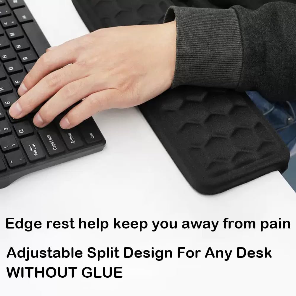 4 Pack L-Shaped Desk Elbow Pad Bulk for Desk, Memory Foam Desk Edge Rest Pad with Non-Slip, Ergonomic Arm Cushion, Wrist Comfort Support for Office Home Gaming, Black Table Edge Padding