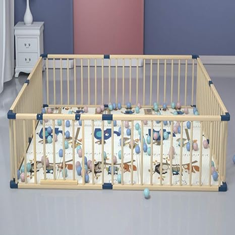 Amazon Co Jp ベビーサークル 子供のための木製の遊び場 赤ちゃんの女の子の男の子の遊び場 屋内ホームリビングルームのツイン安全フェンス 8パネル Size 150 0 61cm ホーム キッチン