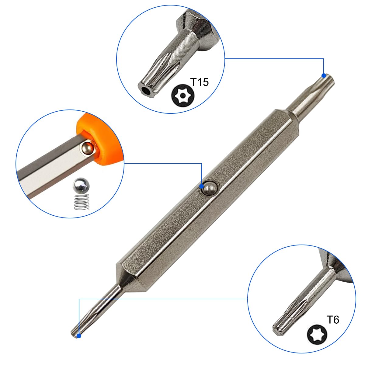 Replacement Security Screws and Screwdriver Kit, 40 Pcs T6 & T15 Replacement + Screwdriver + 2 Key Pack - Image 3