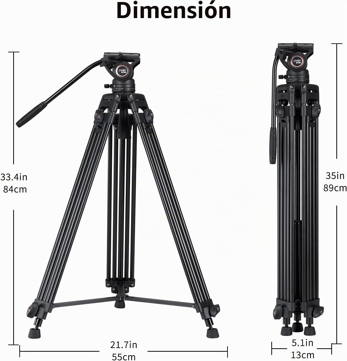 Cayer Sistema de trípode de Video, 72 Pulgadas BV30L-Camcorder Sistema de trípode Pierna de Aluminio, K3 Fluid Head, Carga máxima 13.2 LB, DSLR Shooting, Plus 1 Bonus Quick Release Plate