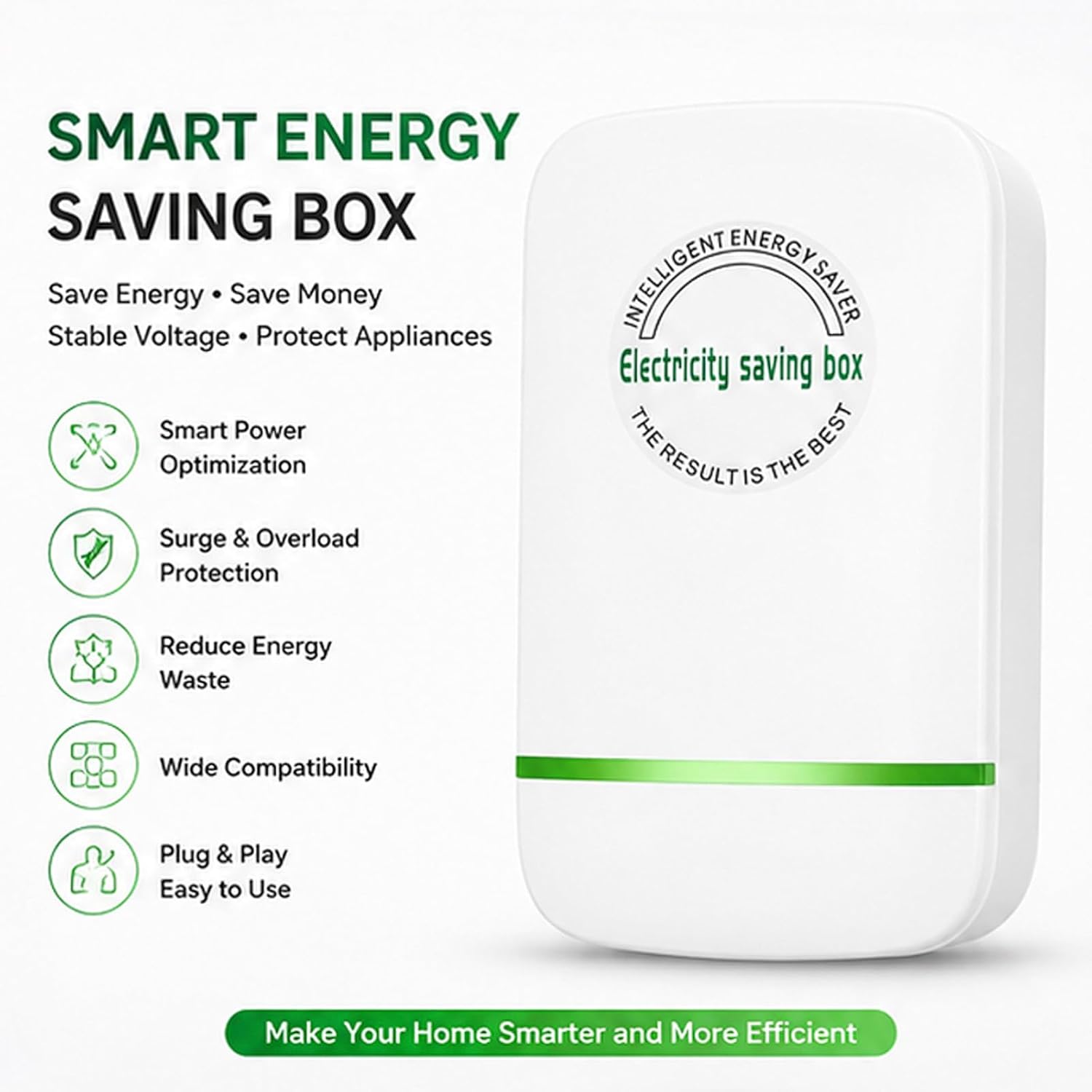 Electricity Saving Box Smart Power Saver Plug, Voltage Stabilizer & Surge Protector, Plug-in Energy Saver Device 90V-250V for Home Office, Compact and Easy Installation (4 Pcs)