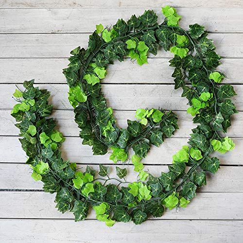 Bureze Plant Plants 230CM Length 10 Pieces Green Garden Green Leaves Ivy Creeper Leaves Wedding Garden Decoration Dotted Rattan