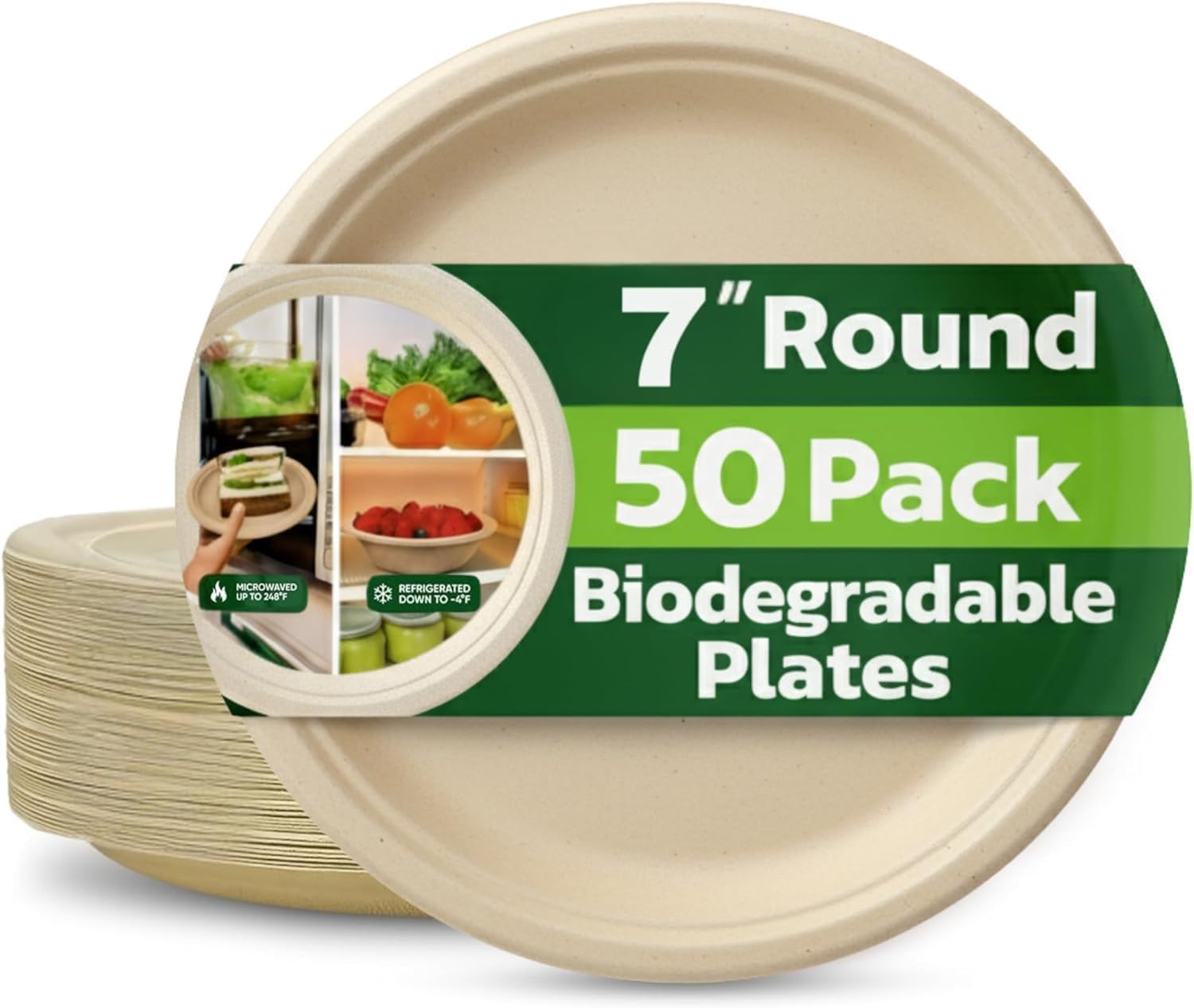 Strong Paper Plates 10 Inch 100 Pack, Heavy Duty Disposable Dinner Plates