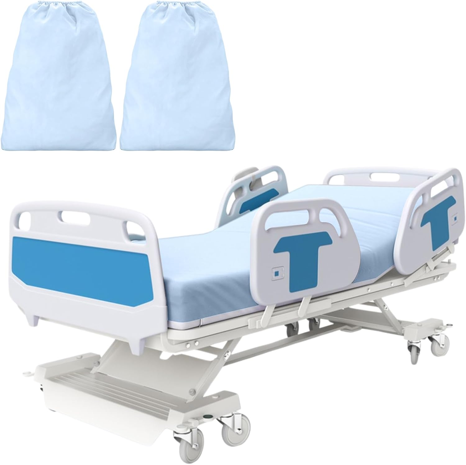 2 Pack Bariatric Hospital Bed Sheet 42"x85"x14" Deep Pocket Fitted Sheets for Oversized Medical & Bariatric Mattresses - Soft (2, Blue)