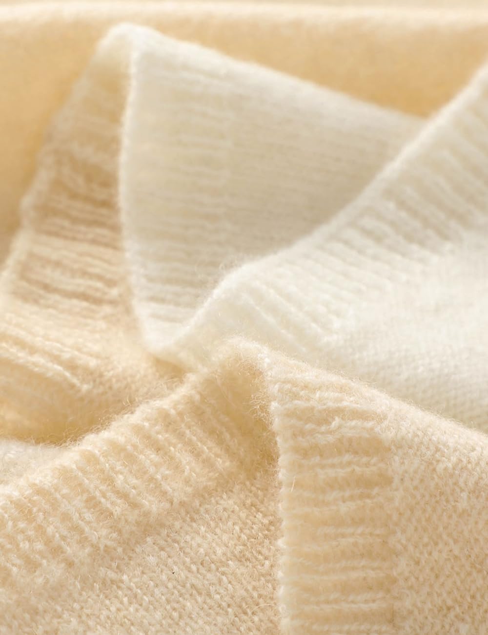 100% Cashmere Two-Tone Winter Scarf,Soft Knit Wrap, Classic Style Cold Weather Accessory ZX2245