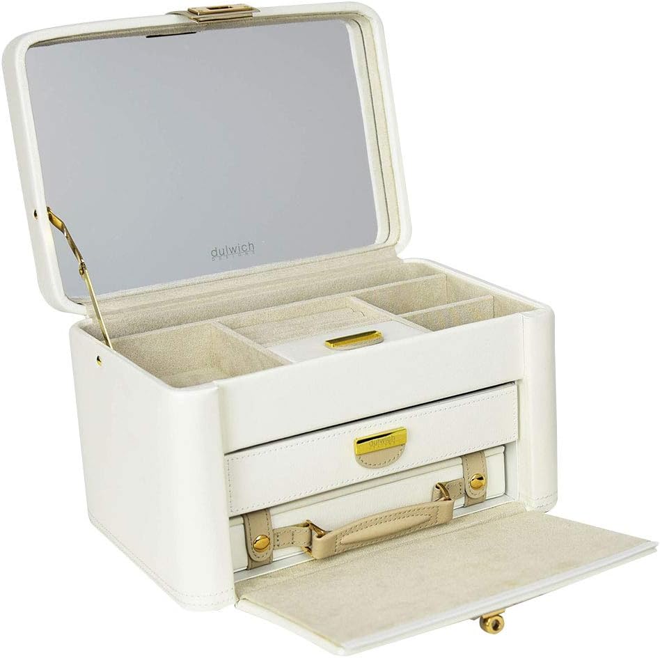 Dulwich Designs Cream & Mink Large Leather Jewellery Box Amazon.co.uk