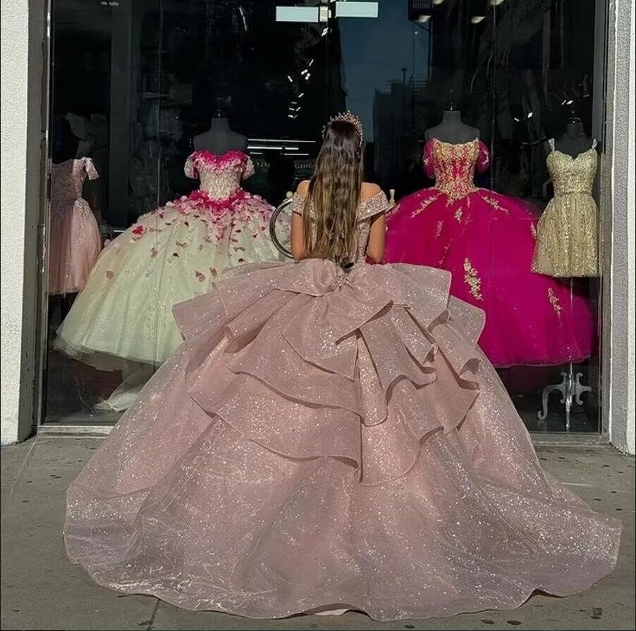 Beaded Sparkly Tulle Masquerade Ball Gowns for Women Formal Off The Shoulder Graduation Dress 20252