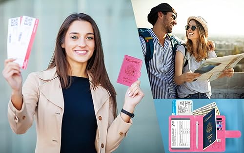 Miniatura 8 de Funda para pasaporte, cartera con bloqueo RFID, funda de piel para tarjetas, accesorios de viaje para mujeres y hombres, 111#Marrón, Ranura