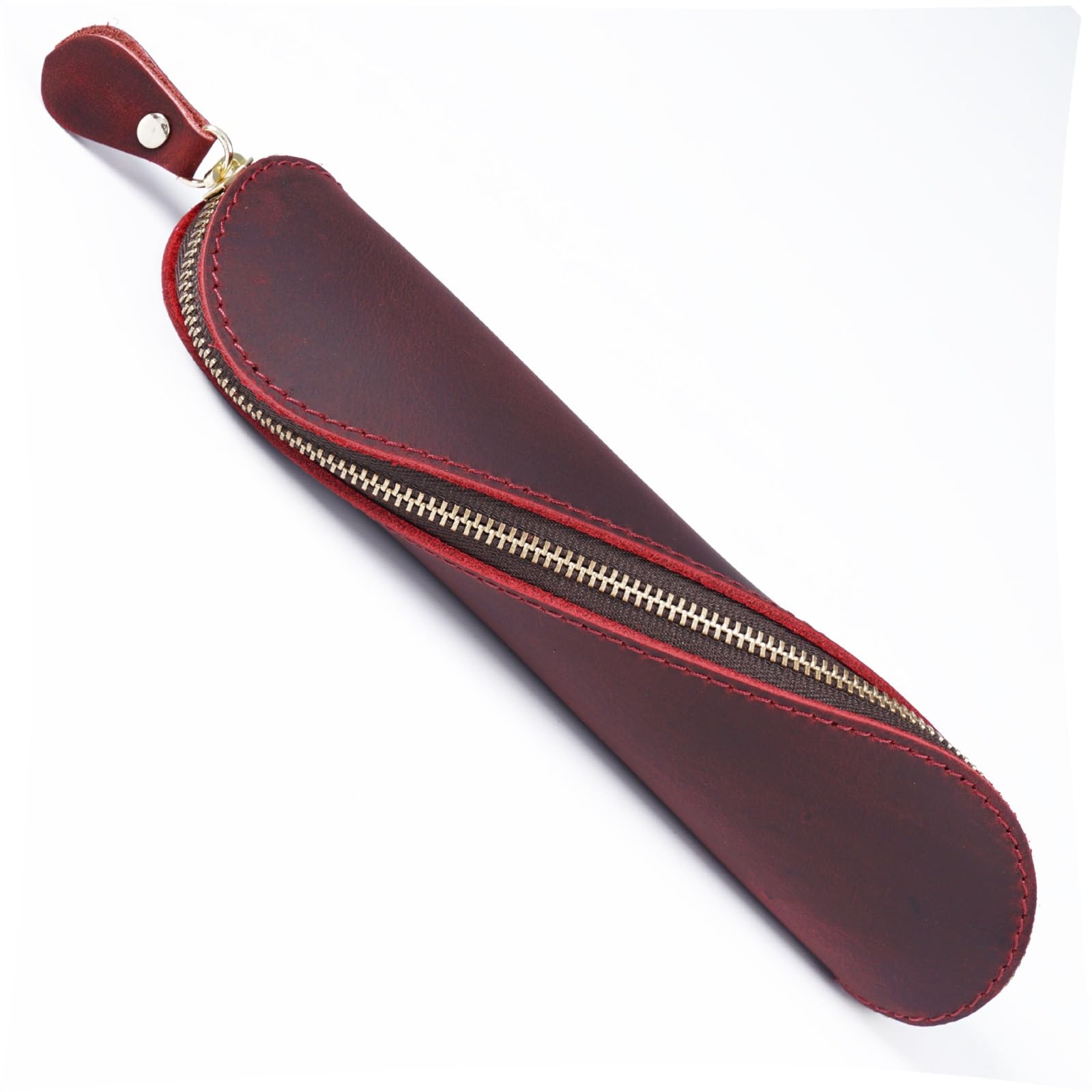 DUMRALBQE Wooden Jewelry Box Vintage Leather Pen Pouch College Handmade for Storage and Organization(Wine red)