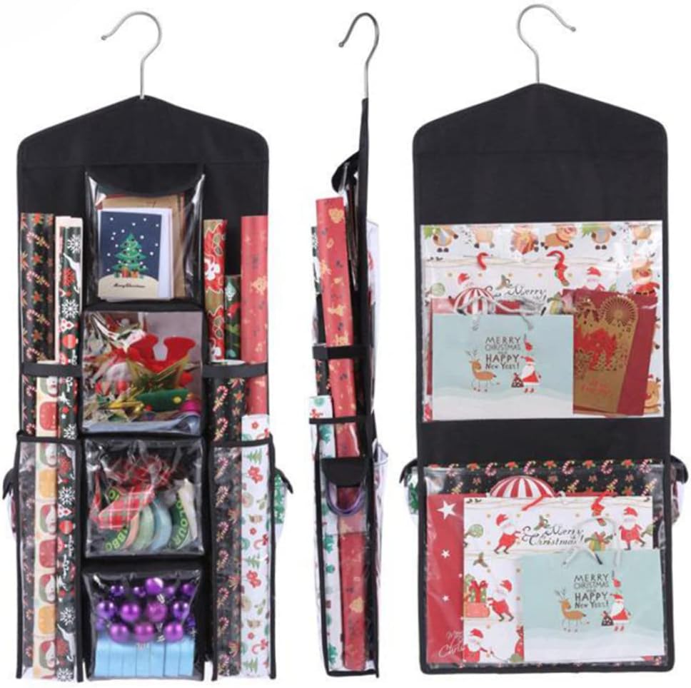 AEIOFU Christmas Hanging Bags for Gifts Christmas Decoration Storage Box Hanging Gift Wrap Holder Double-Sided Over Door Hook Storage Organizer for Christmas : Home & Kitchen