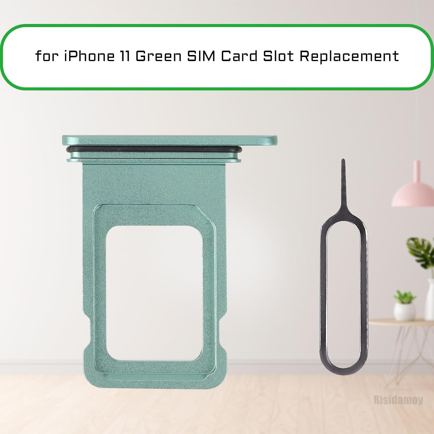 for iPhone 11 Green Single SIM Card Tray Slot Replacement | Single SIM Version Card Slot Replace with Waterproof Rubber Ring SIM Ejector for iPhone11A2111 A2223 A2221